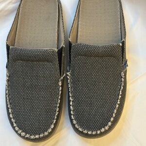 Seamix Men’s Gray Canvas Nonslip-Arch Support-Mule-Loafer-Slide on- Size 9